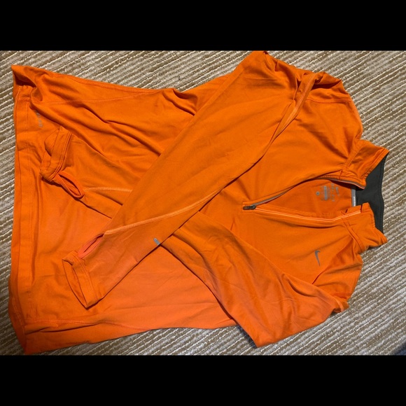 Orange-coral Nike 3/4 zip, size medium. - Picture 2 of 4